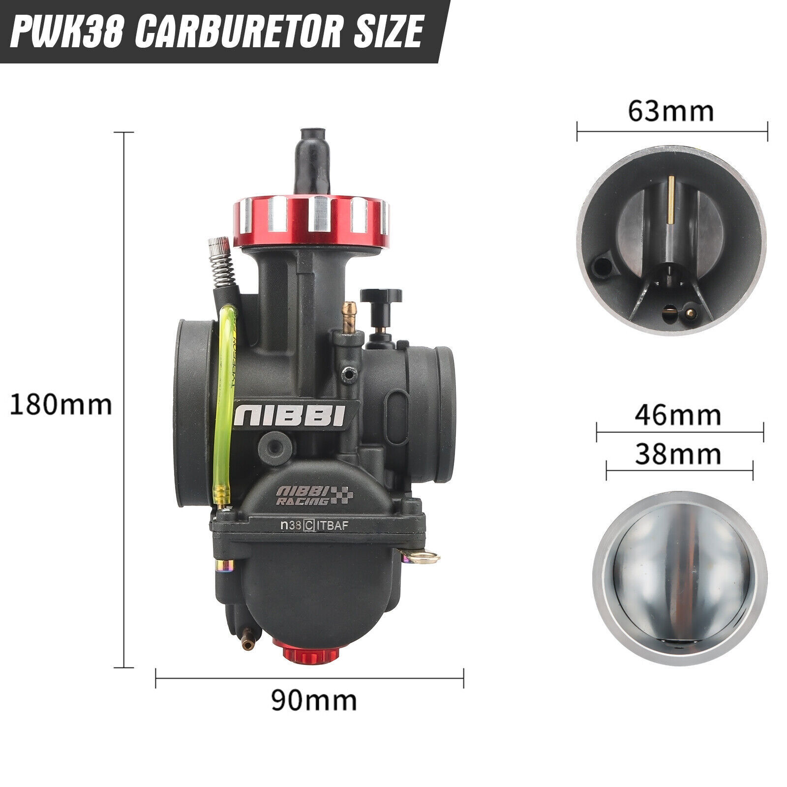 NIBBI PWK 38mm Carburetor For Yamaha YZ125 YZ 125X 2001-2024 2002 2003 2004 2005