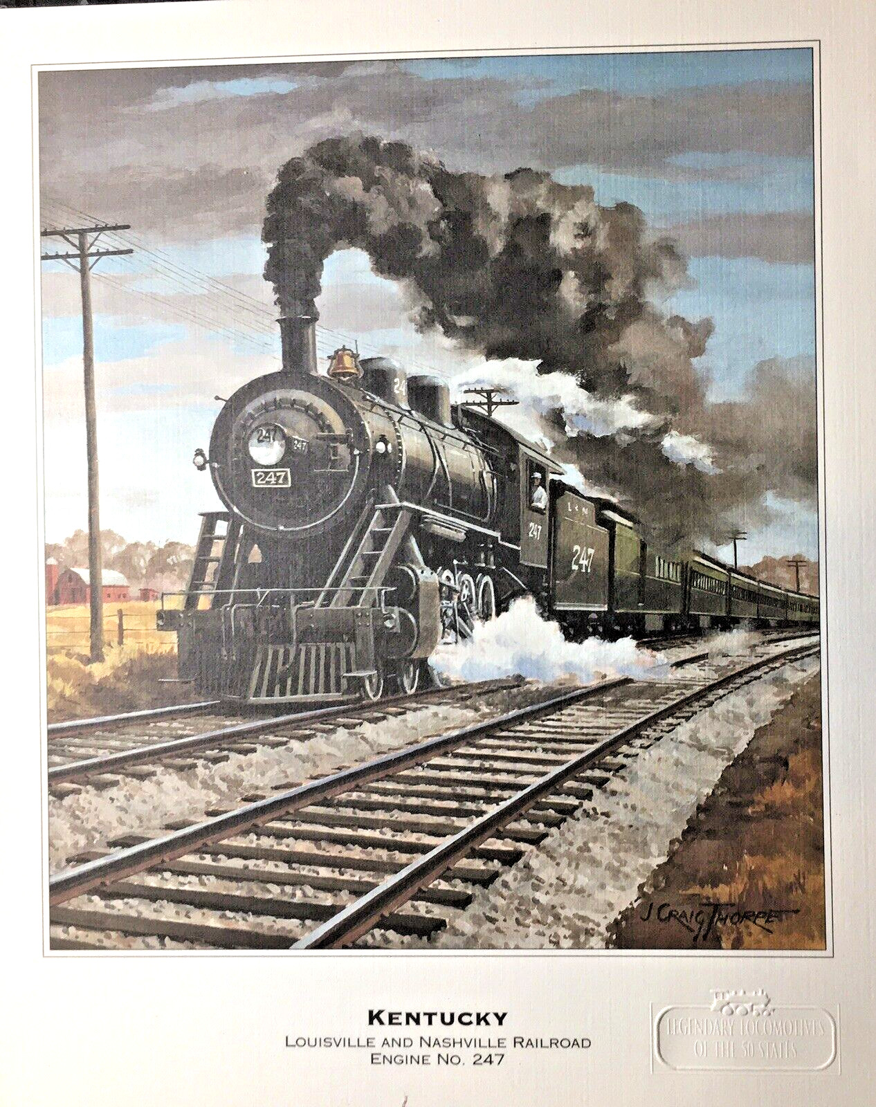 Vintage KENTUCKY Louisville and Nashville Railroad  Engine No. 247 Art Print