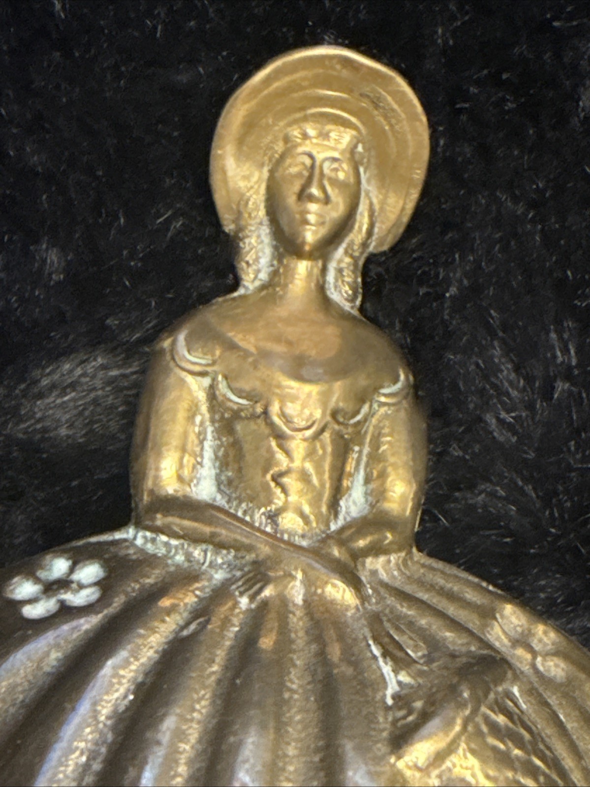 Vintage 1920's Brass Crinoline Lady Bell Victorian Lady figure statue