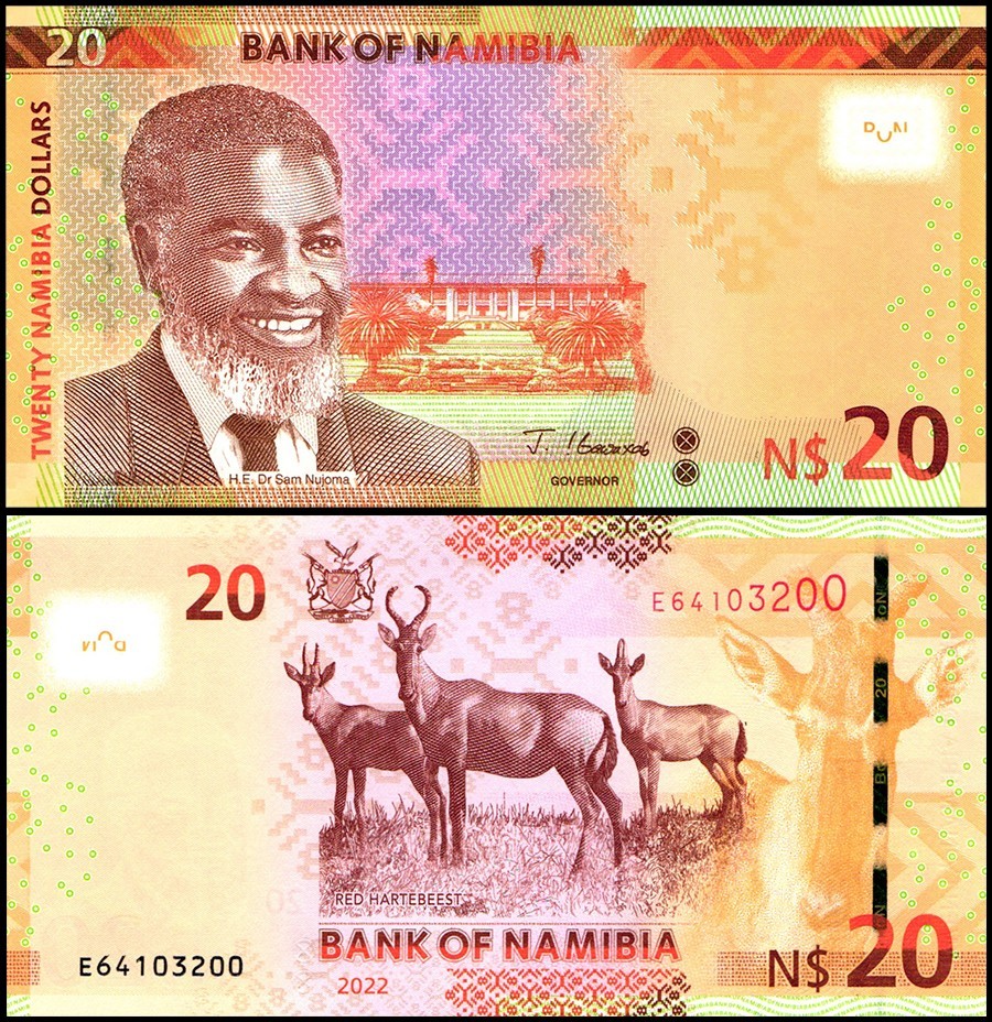 Namibia 20 Namibia Dollars, 2022, P-17a.3, UNC X 10 PCS