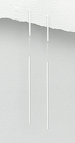1.45g Solid Sterling Silver 67mm = 2.6" LONG Line Minimalists Dangle Earrings