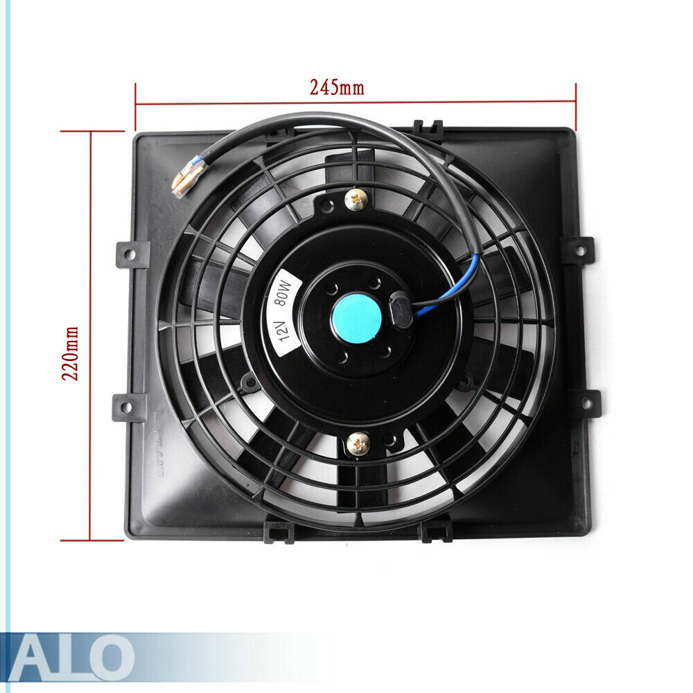 Universal 30 Row 10AN Engine Transmission Oil Cooler+7" Fixed Fan Kit