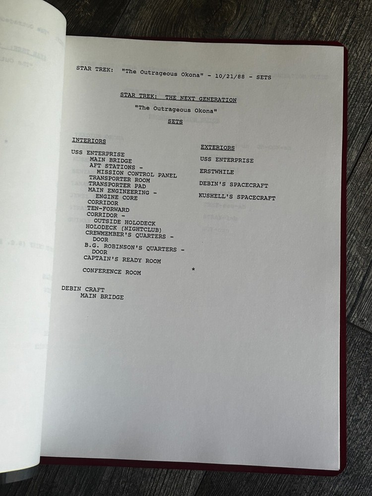 STAR TREK Script The Next Generation Outrageous Okona 4th Revision Final Draft