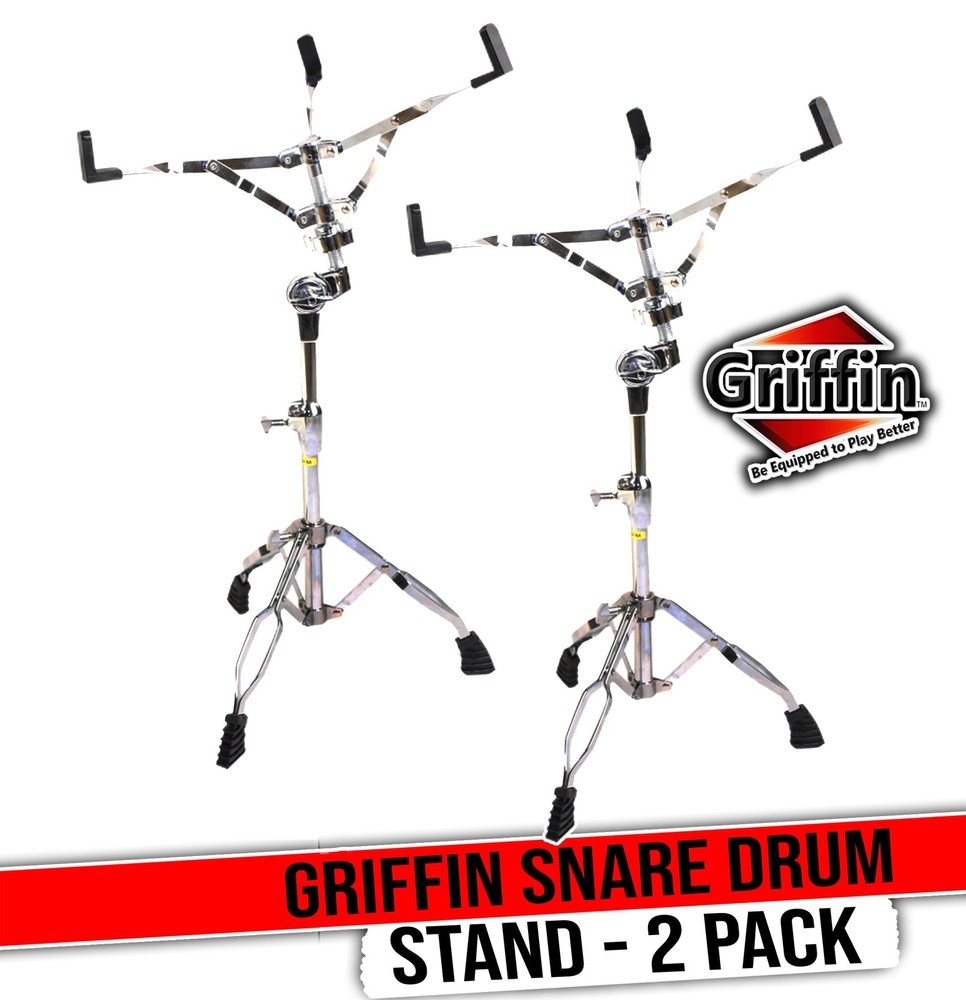 2-PACK Snare Stands | Holder for Tom Drums & Practice Pad Chrome Mount Hardware