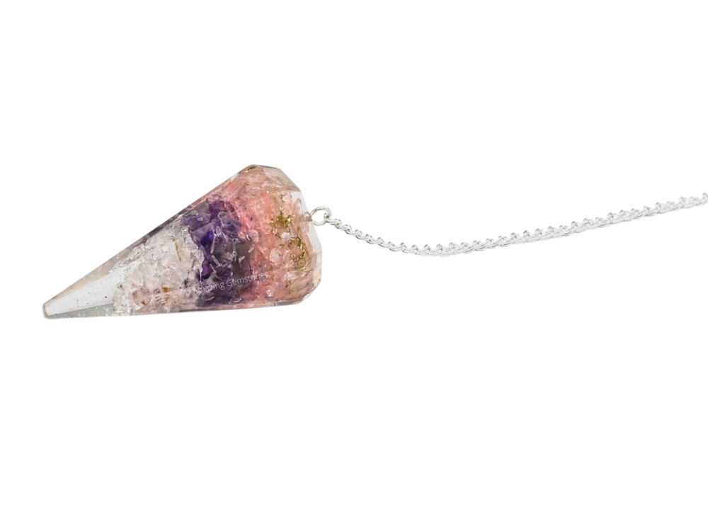 Clear Quartz Rose Quartz Amethyst Orgone Pendulum