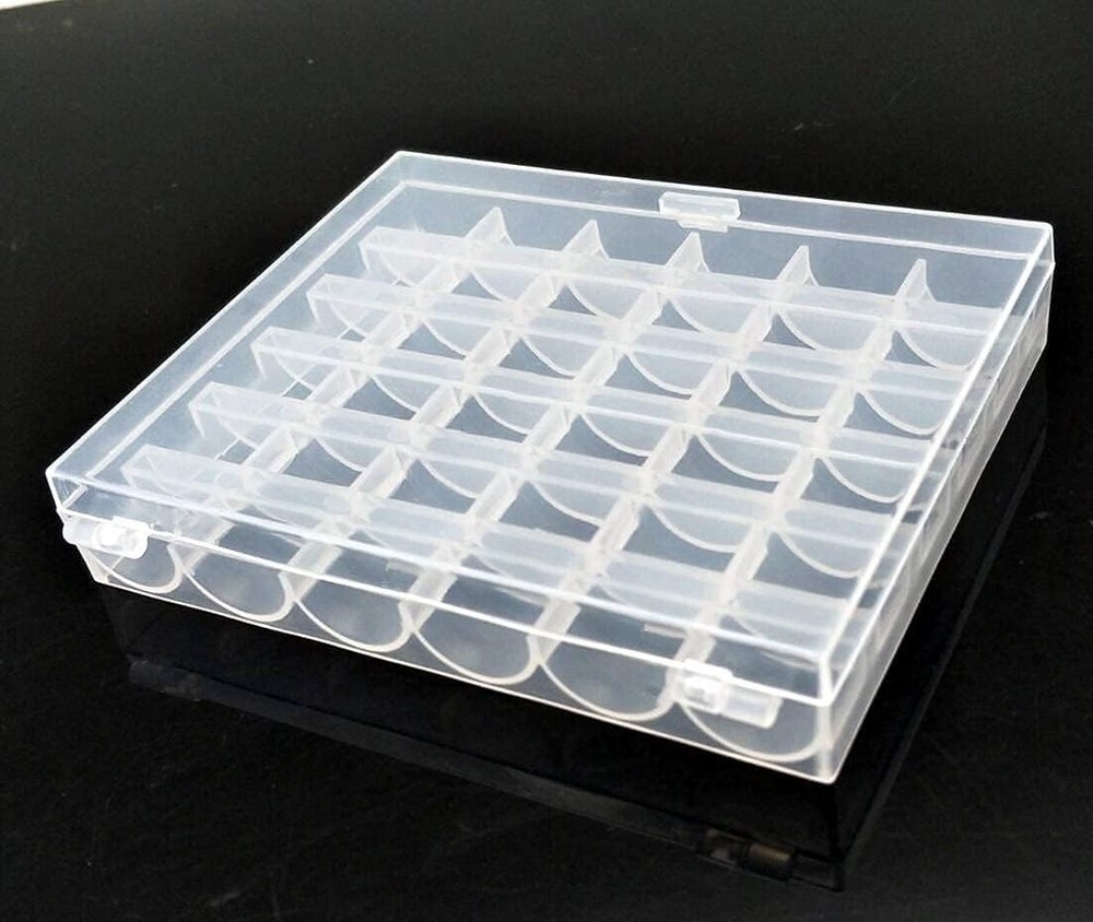Bobbin Box,Transparent 36 Empty Bobbins Spools Box,Machine Bobbin Organizer P...