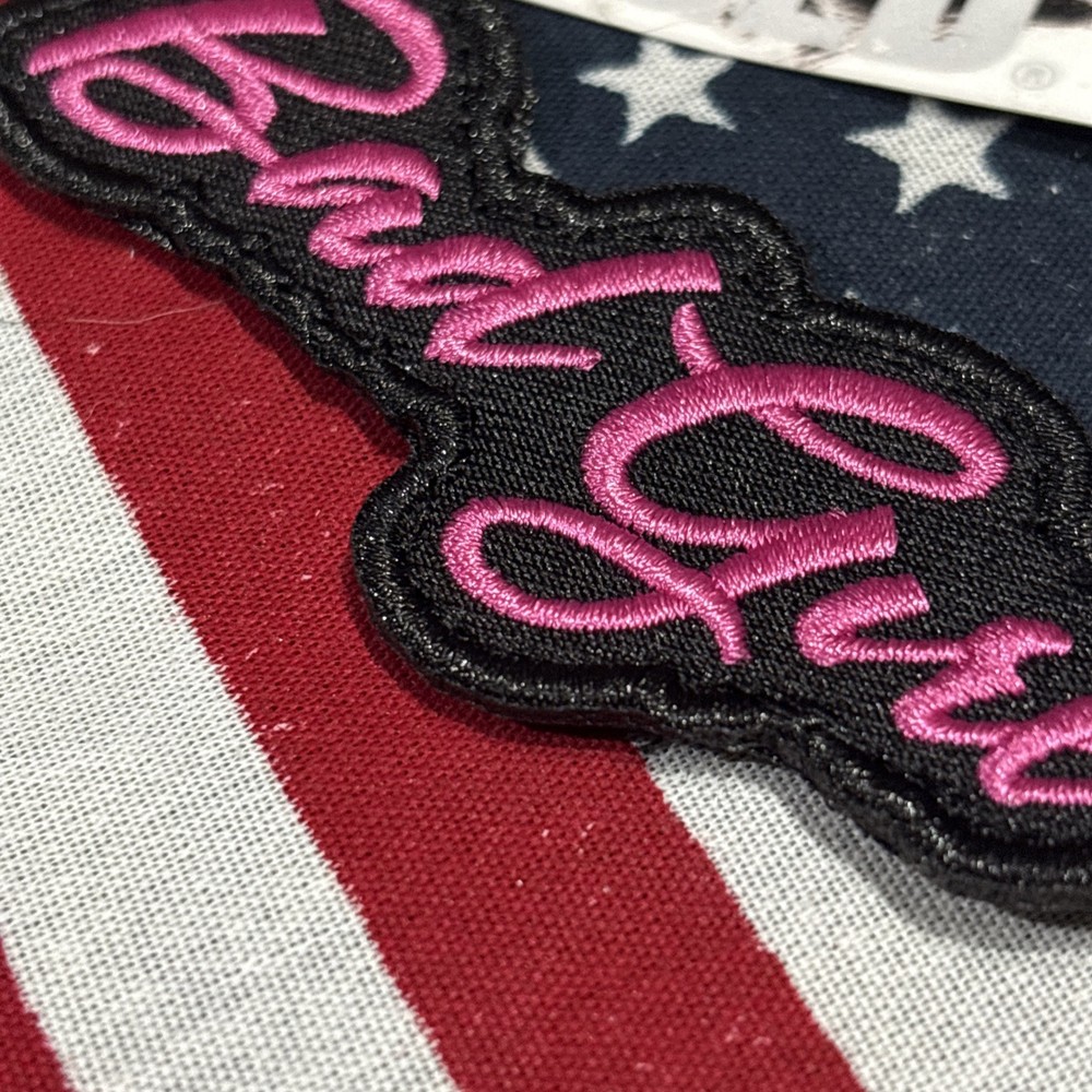 Bad Girl Tactical Hook Loop Patch Embroidered ~3x3” Pink And Black
