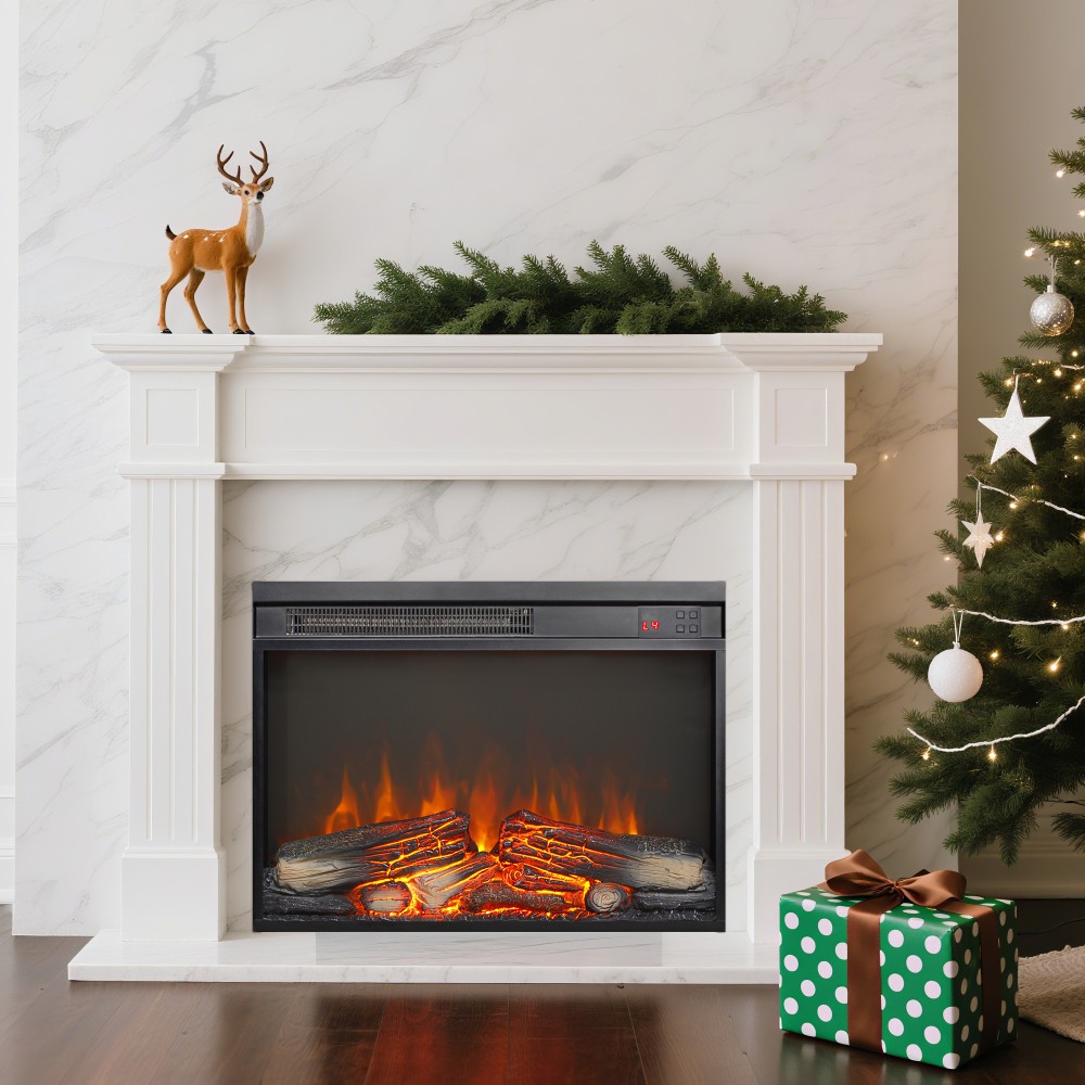 23''electric Fireplace Insert Ultra Thin Heater w Realistic Flame Remote Control