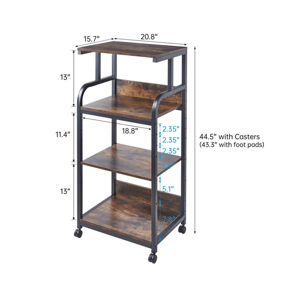 4-Tier Printer Stand with Adjustable Storage Shelf, Large Tall Printer Table ...
