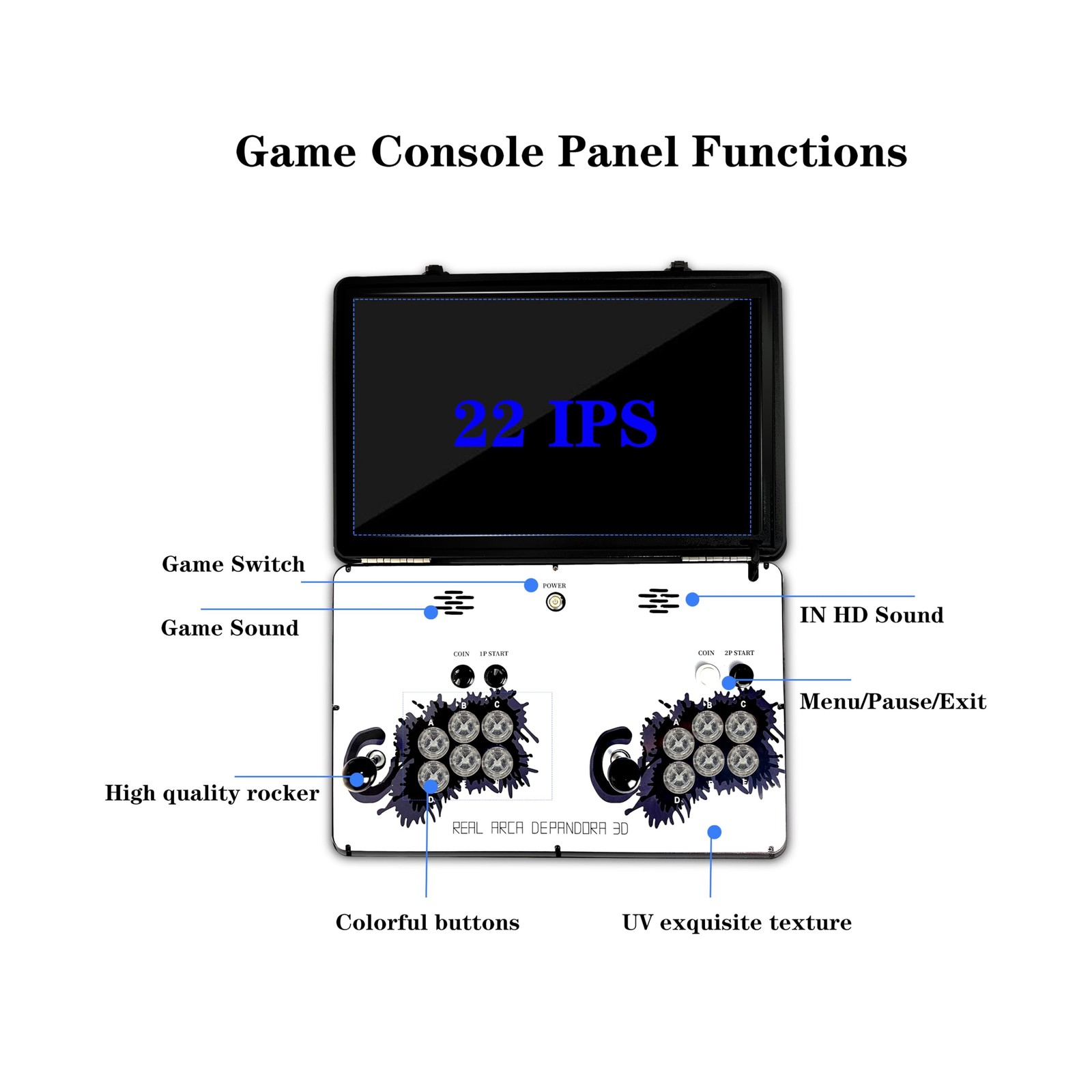 Portable 20000 in 1 Metal Box 3D Arcade Game Console, 22 inch Screen Retro El...