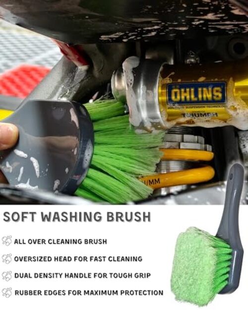 8 Pack Motorcycle Cleaning Kit - Professional Safe for Chrome/Engine/Tires,