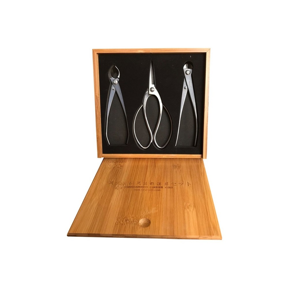 Tinyroots Bonsai Tool Kit 3pc - Set Includes: Traditional Butterfly Shaped Bo...
