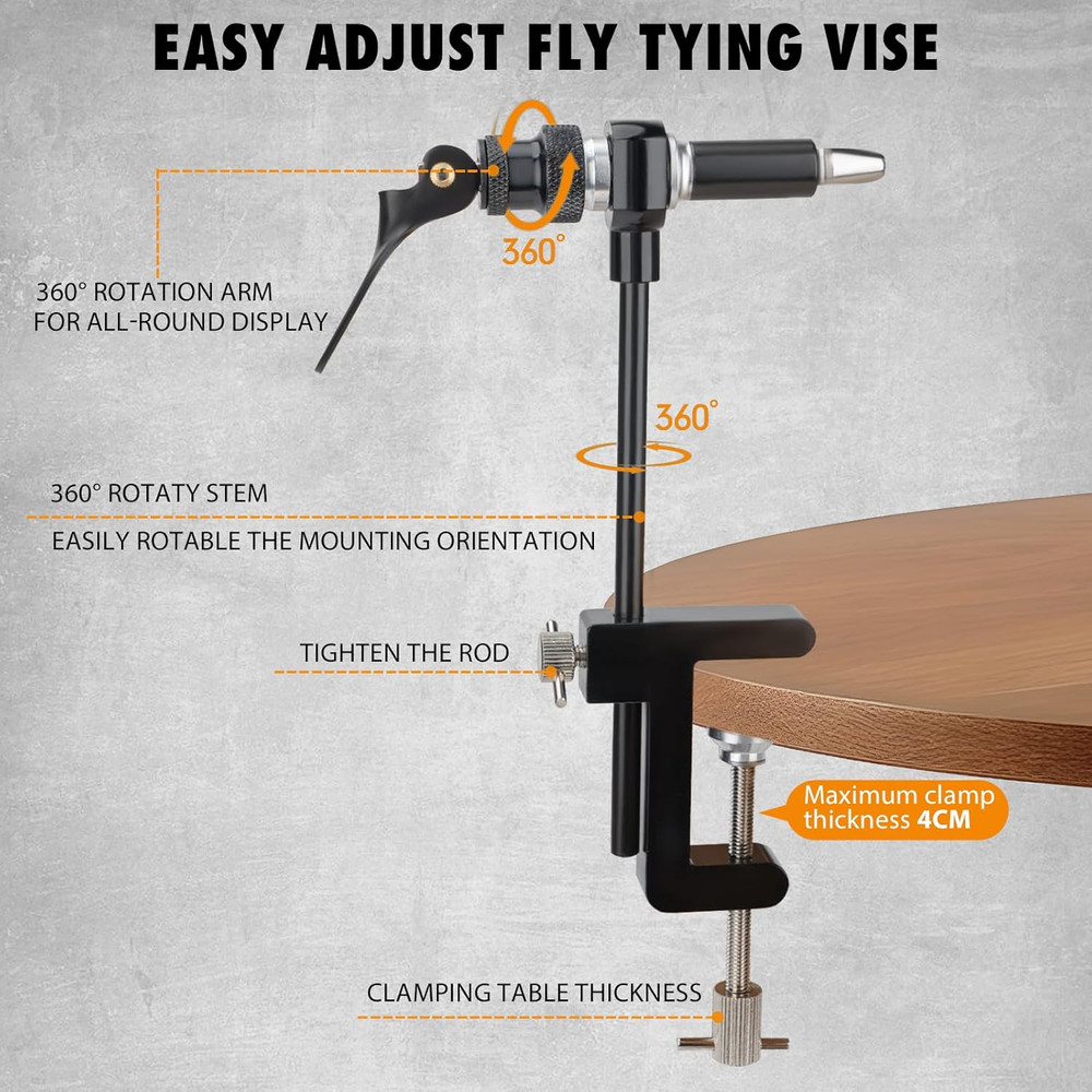 Fly Tying Vise & Tools Kit, Complete Set with Bag Include Fly Tying Vise Bobbin
