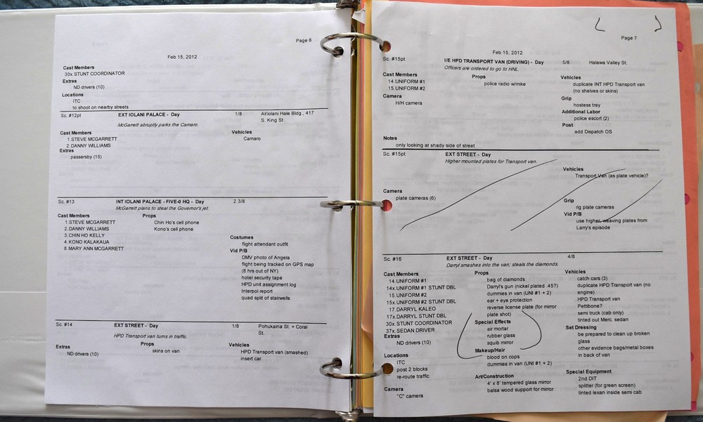 2012 Hawaii Five-O "Kalele" Original Script + Shooting Schedule