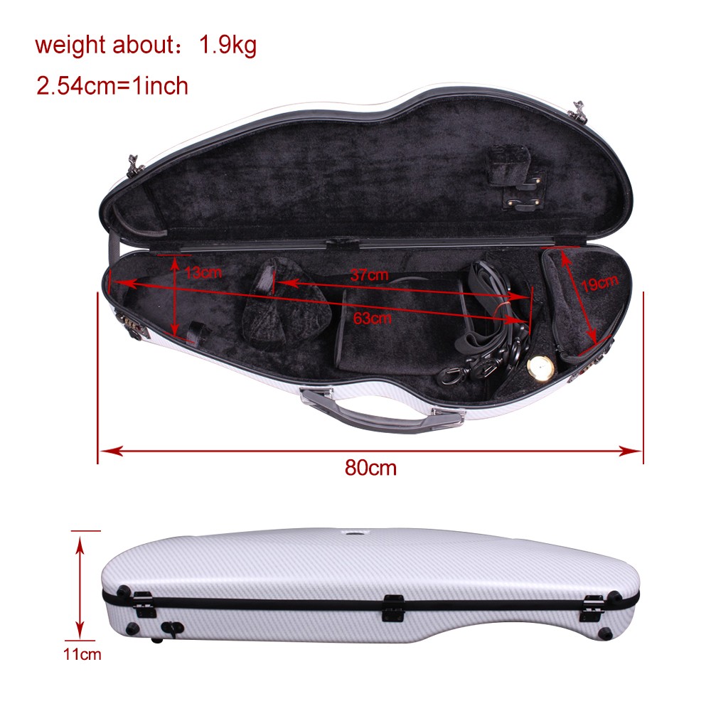Violin Case 4/4 Hard Shell Carbon Fiber Lightweight with Backstrap and Code lock