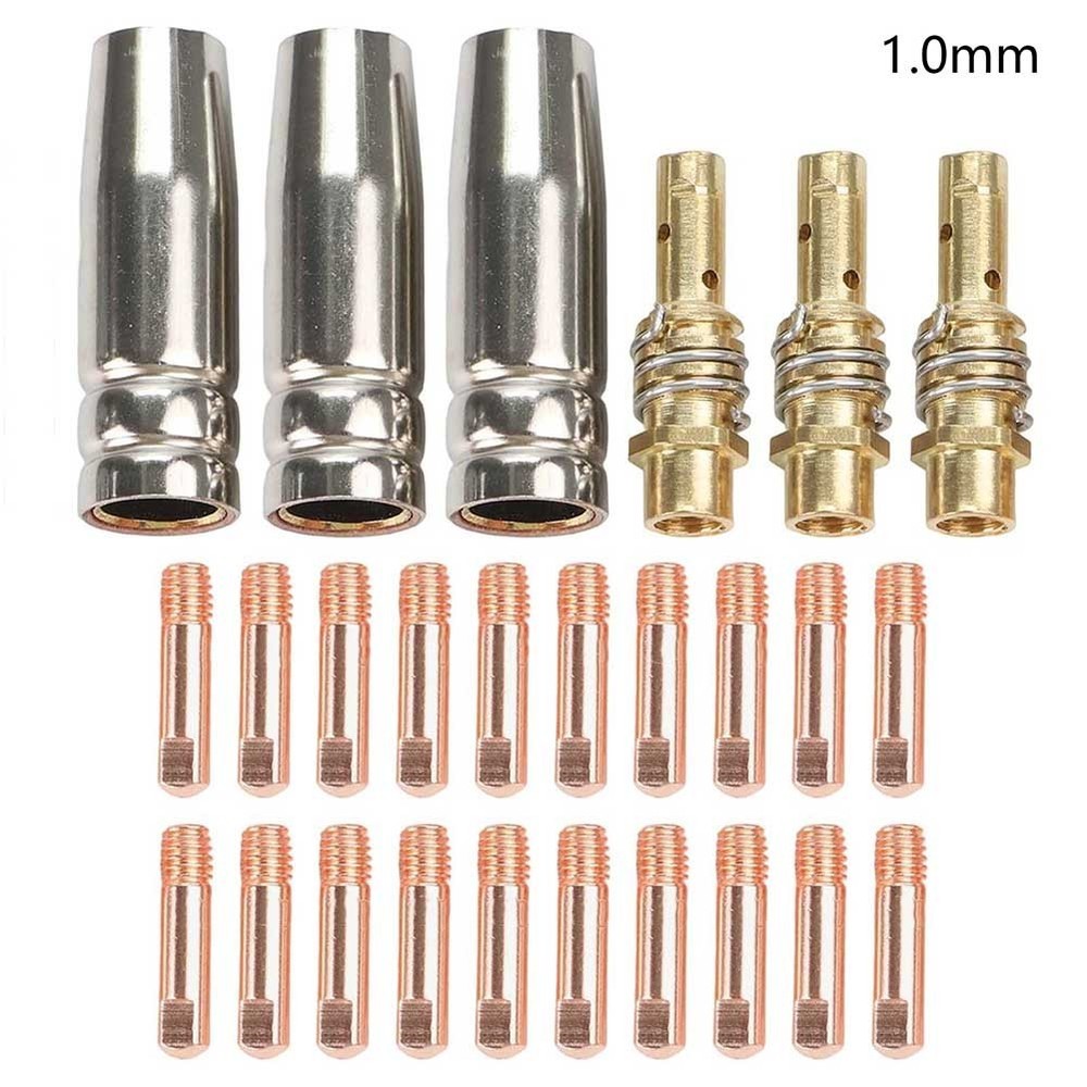 26 Piece For 15AK For MIG Welding Kit 1.0mm Tips Nozzles Diffusers Copper