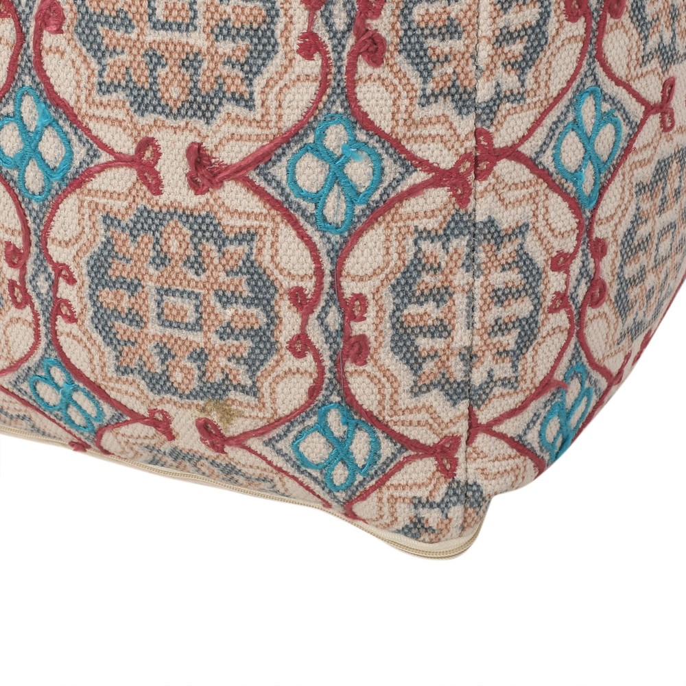 Amelia Handcrafted Fabric Pouf, Multicolored