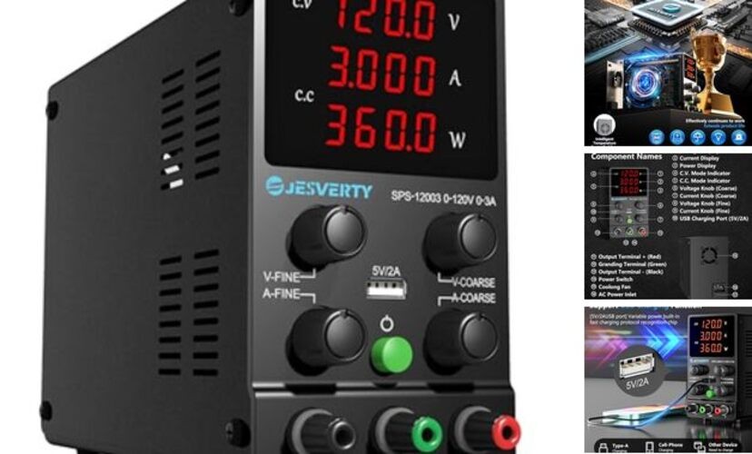 DC Power Supply Variable, 0-120V 0-3A Adjustable Switching 120V 3A SPS(Red LED)