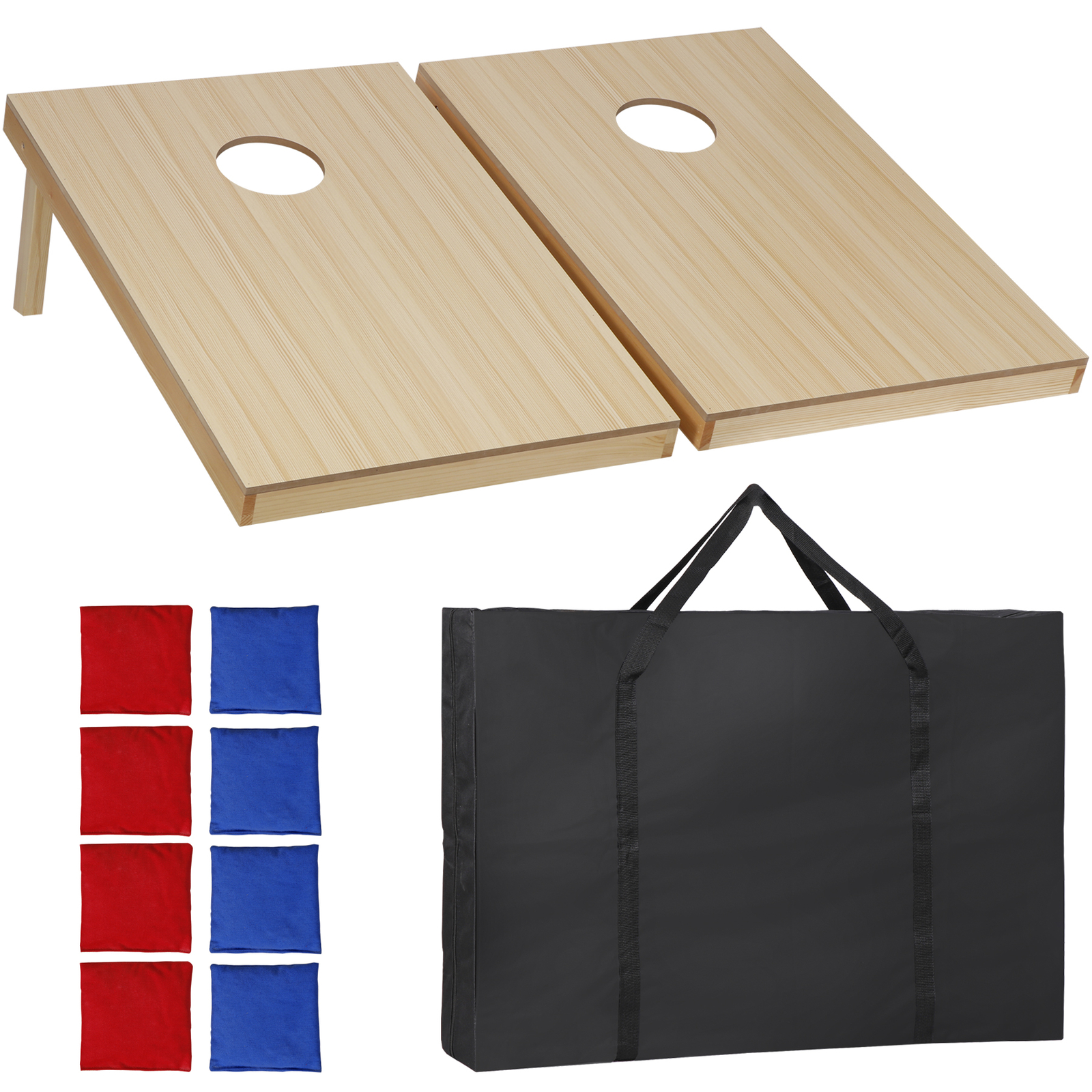 Cornhole Game Set 3x2FT Classic Size Wood Cornhole Boards 8 Bean Bags w/ Case
