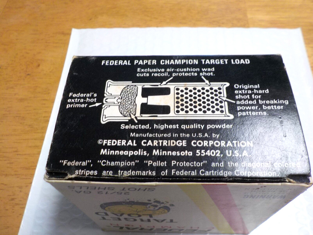 Federal Champion "Target Load" 12 Gauge Shotgun Shell Empty Box