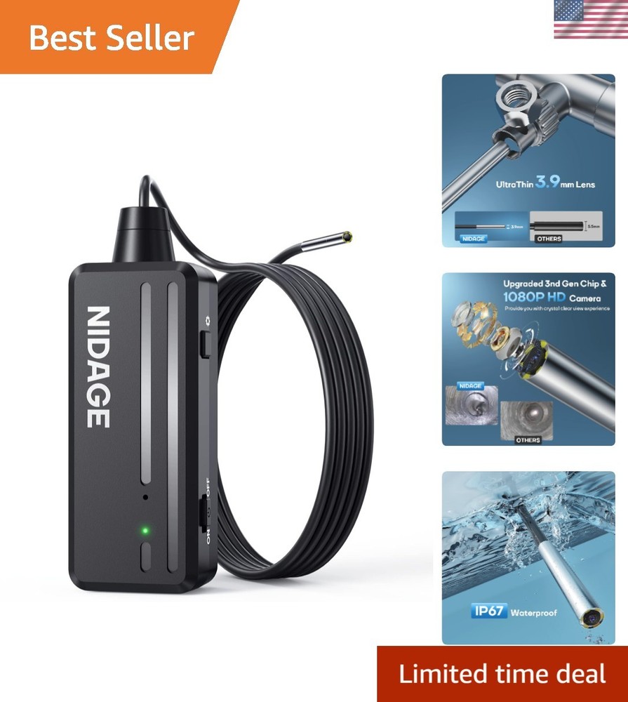 Waterproof Inspection Camera - 1080P HD Wi-Fi Borescope for iPhone/Android