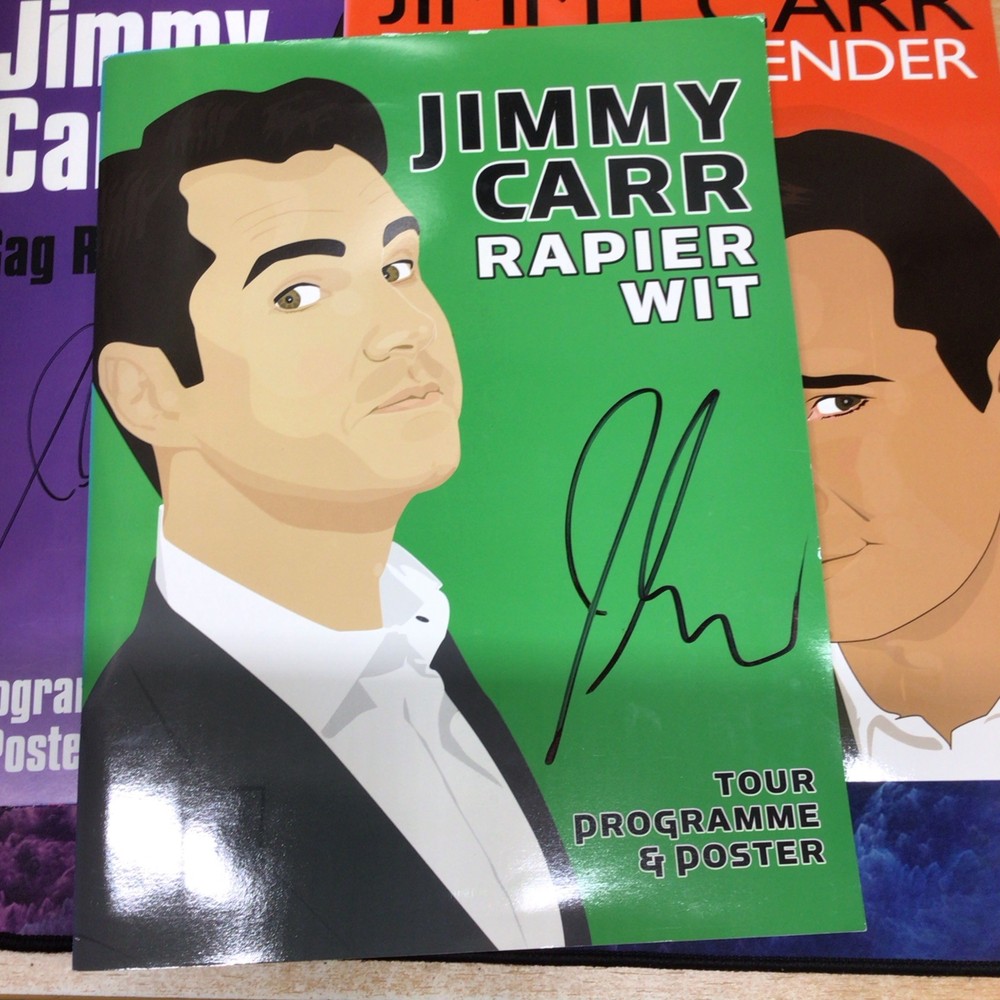 Jimmy Carr 5 Tour Programmes Set with Posters ( 3 signed programmes, 2 unsigned)