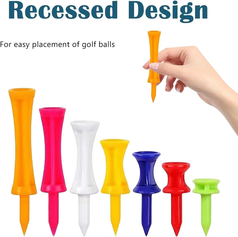 70 Pcs Golf Tees, Step Down Plastic Tees Value Multiple Colors Mixed