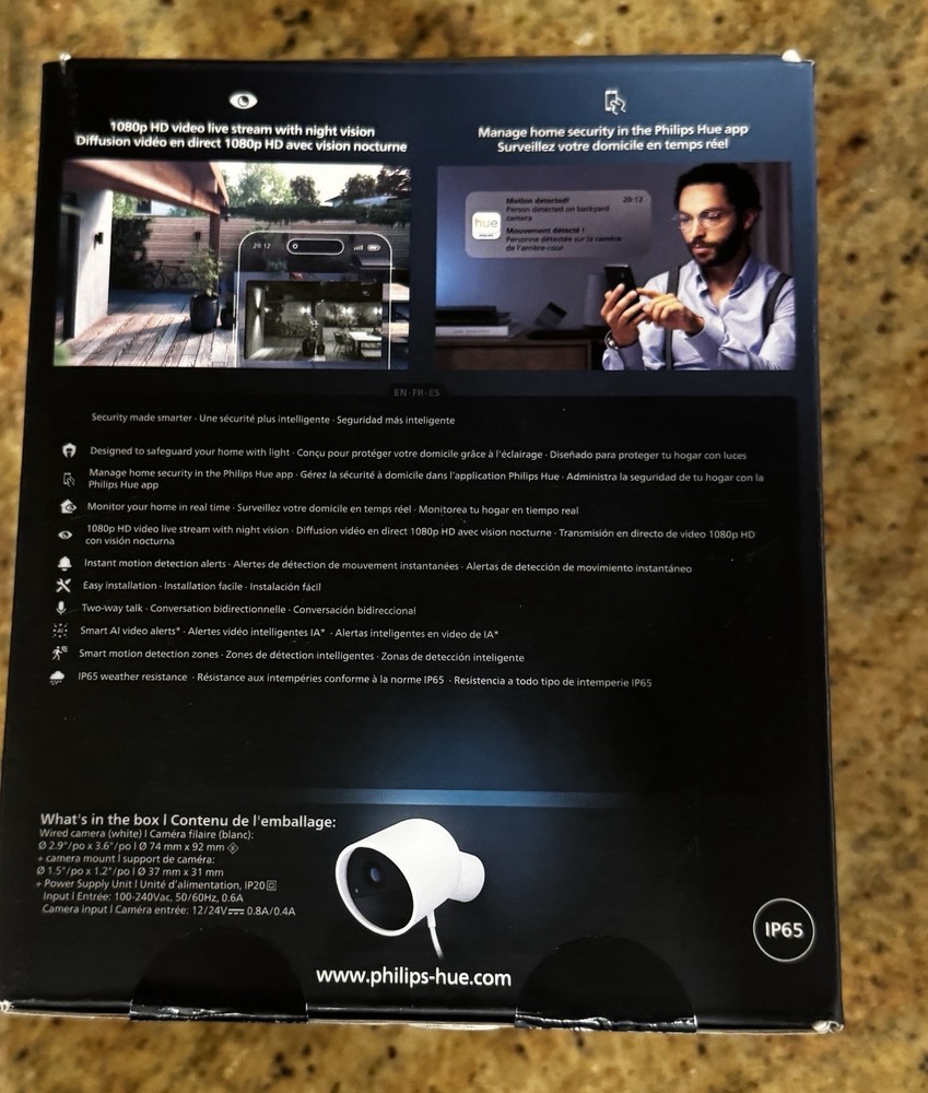 Philips Hue Secure Wired Smart Home Security Camera - White Brand New