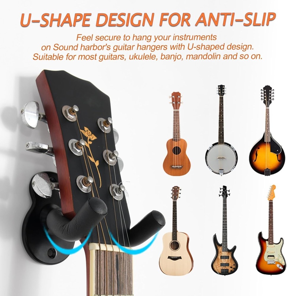 10 Pack Guitar Wall Mounts - Versatile Instrument Display