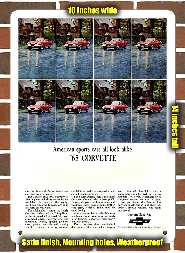 Metal Sign - 1965 Corvette __3- 10x14 inches
