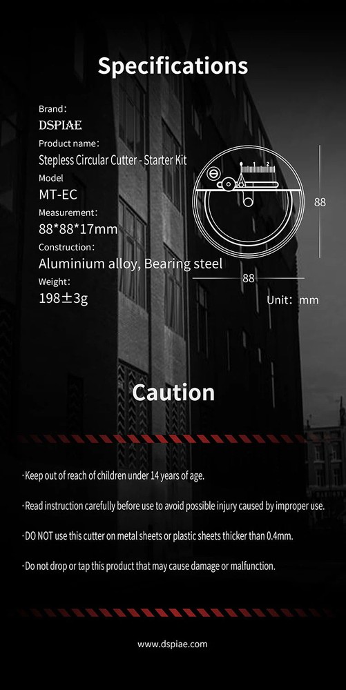 Dspiae MT-EC Adjustable Circular Cutter Starter Edition'
