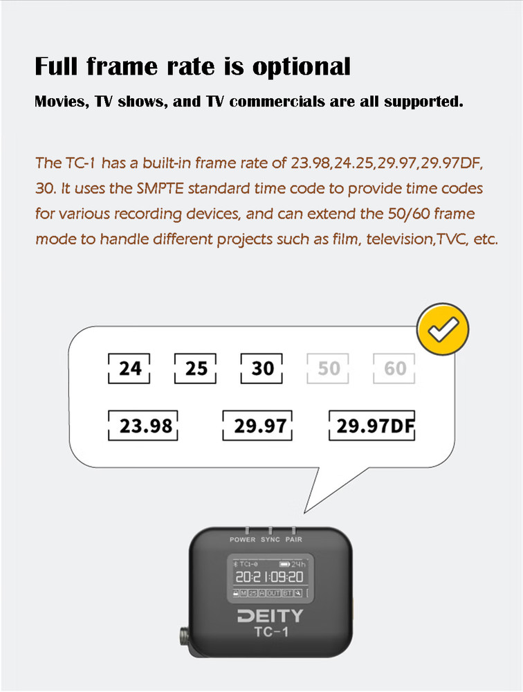 DEITY TC-1 Kit Wireless Timecode Box Generator Microphone Time Coder Recording