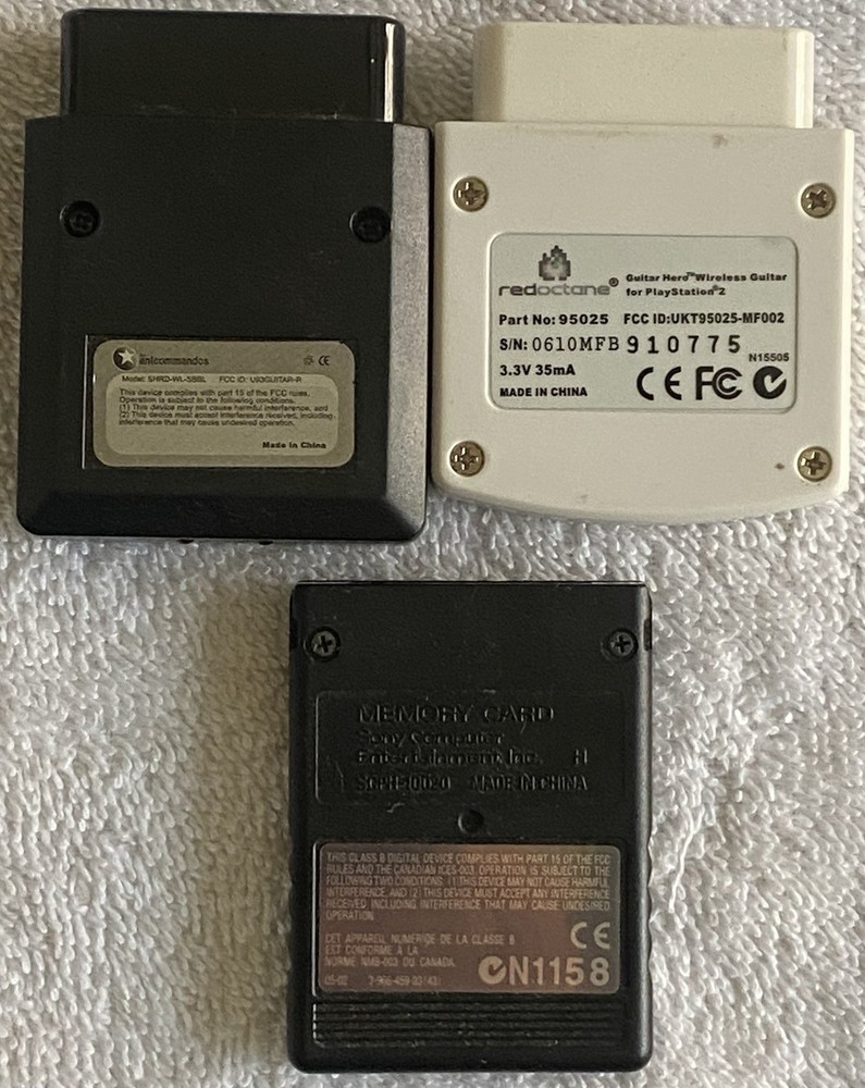 Sony Ps2 Memory Card Oem+ Red Octane Guitar Hero Wireless Receiver+Extra Card