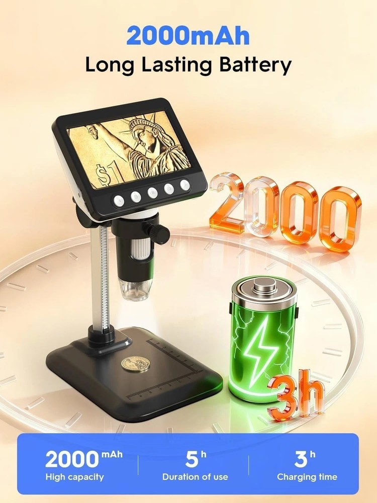 4.3" LCD USB Digital Microscope 1000X Coin Magnifier