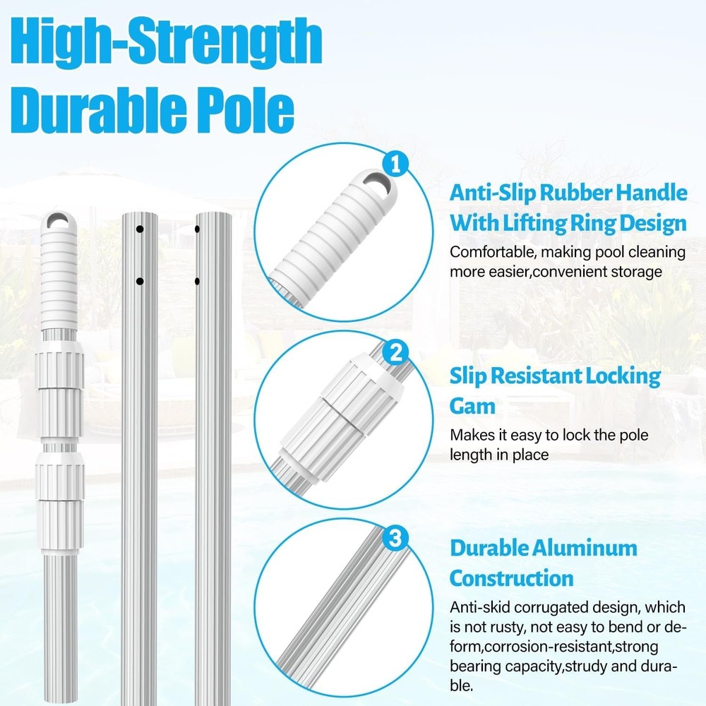 15ft Professional Pool Cleaning Pole Aluminum
