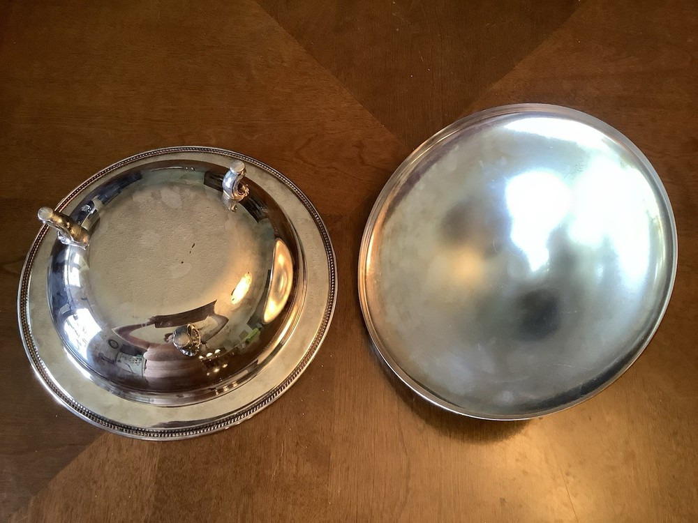 Vintage Silverplate Covered Serving Dish w/ Dome Lid (Shell) Unmarked