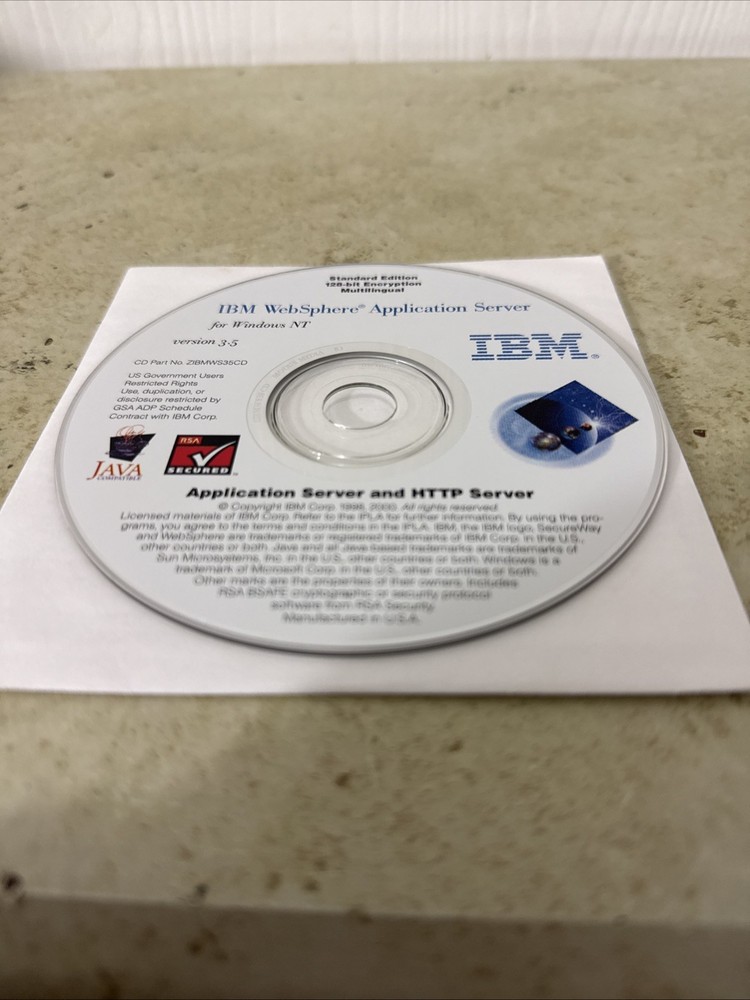 IBM Websphere Application Server for Windows NT version 3.5 1998 2000