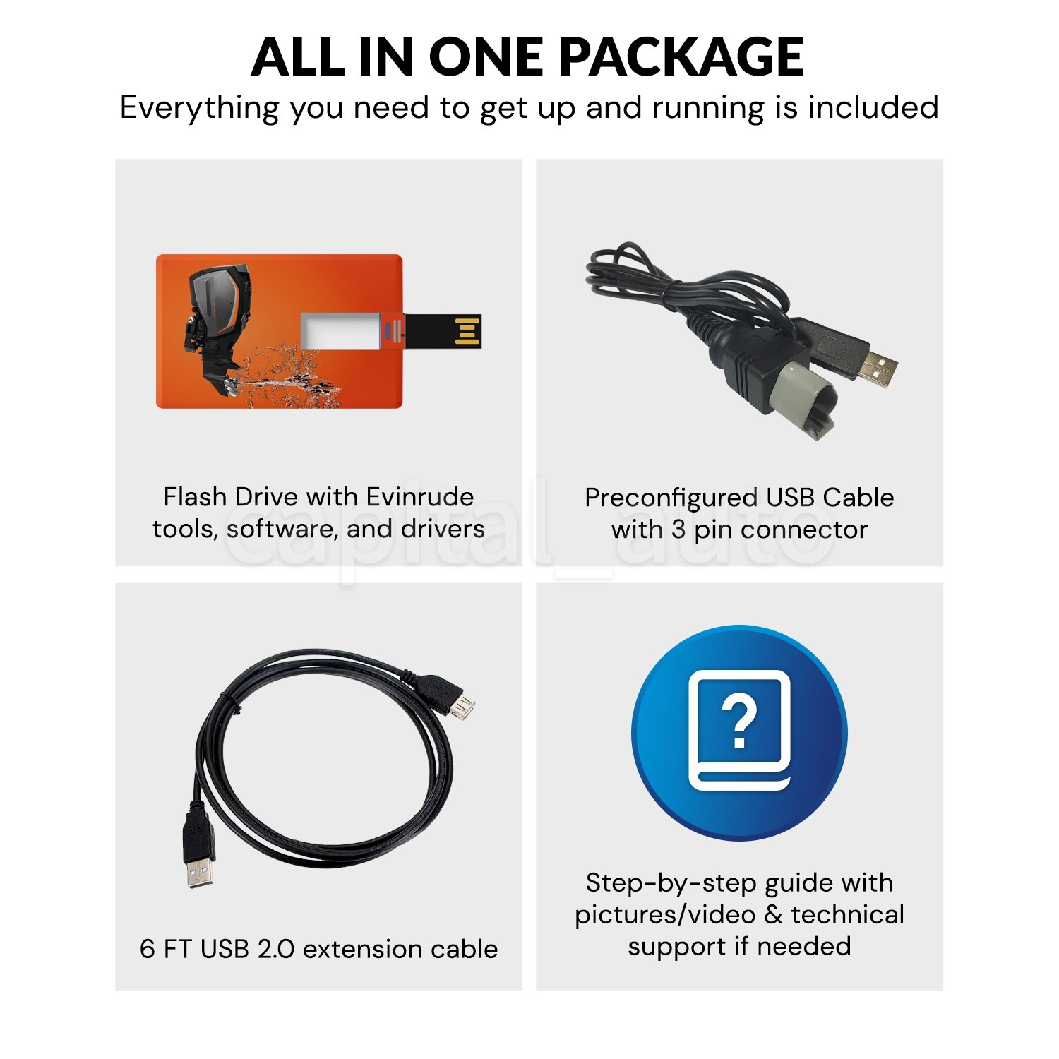 Diagnostic USB Cable tool KIT for Evinrude ETEC and FICHT outboard boat engines