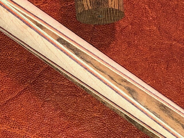 TNT 4 Point Prong Pool Cue Front. Bocote into Maple.