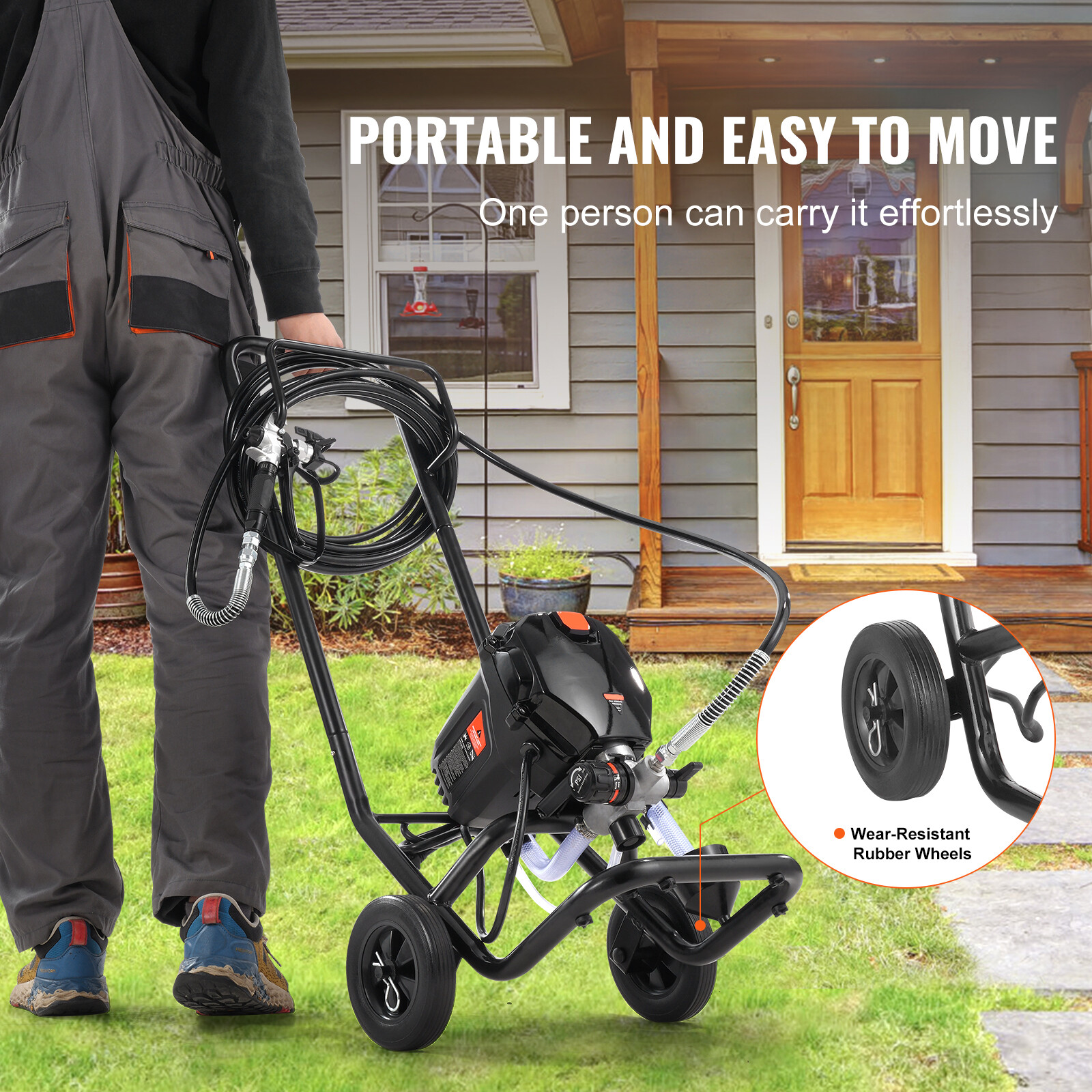 Electric Stand Airless Paint Sprayer 750W 3000PSI Paint Sprayer With Cart