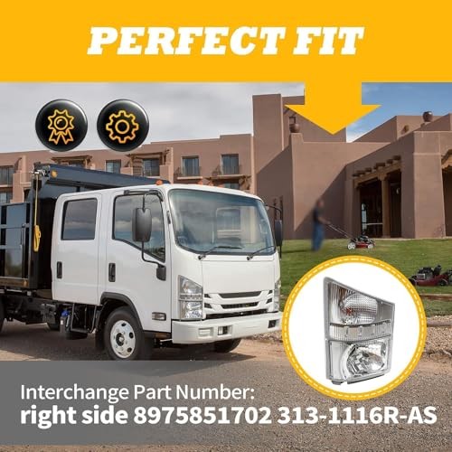 Driver Side Headlight Assembly w/Corner Lamp Compatible with NPR NPR-HD Left