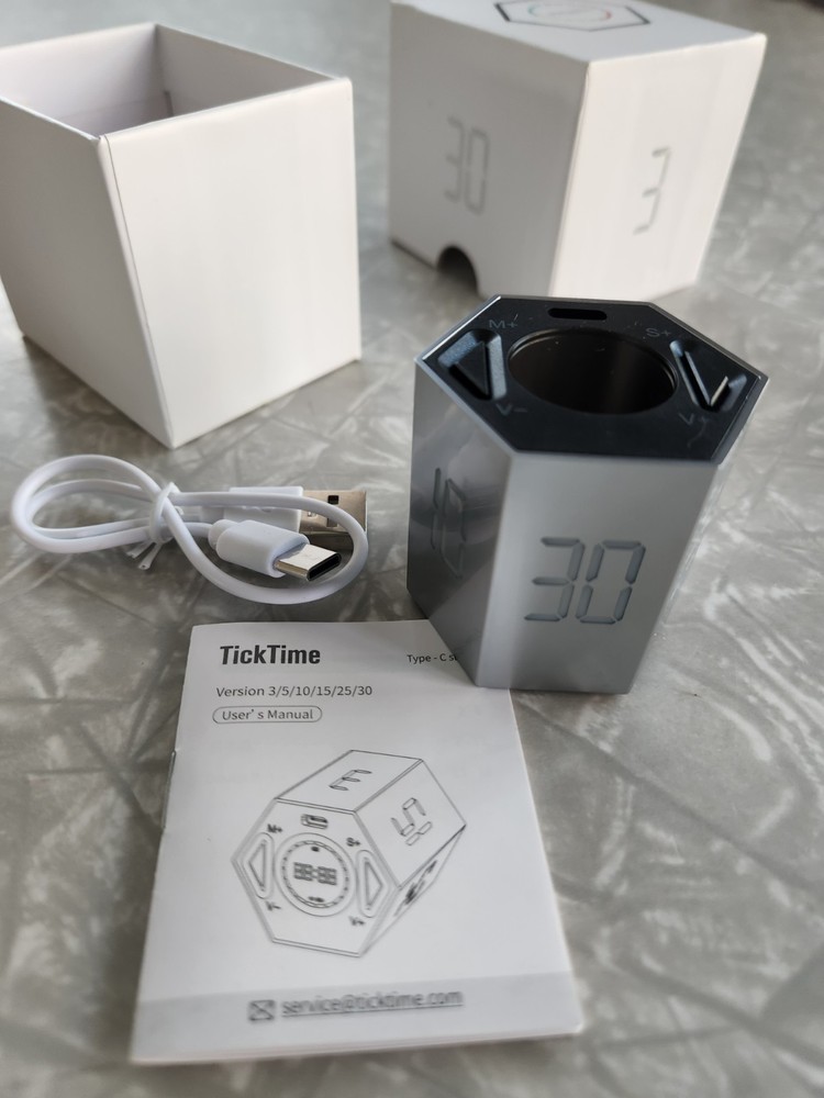 Ticktime Pomodoro Timer, Productivity Gadget, Rechargeable, for ADHD Study/ Work