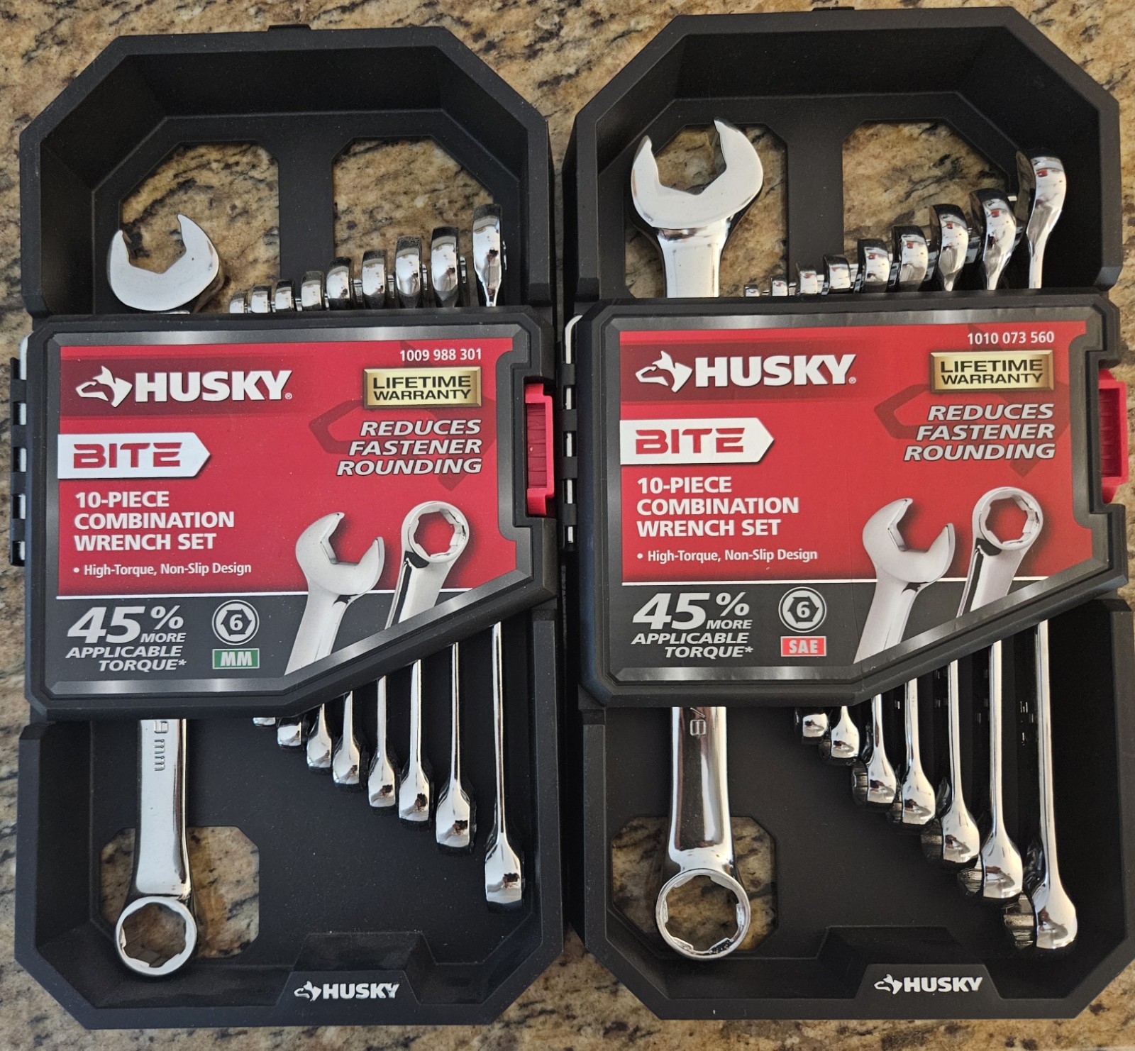 Husky BITE SAE & MM Combo Wrench Sets (2 SETS With 10-Pieces In Each Set, ) NEW