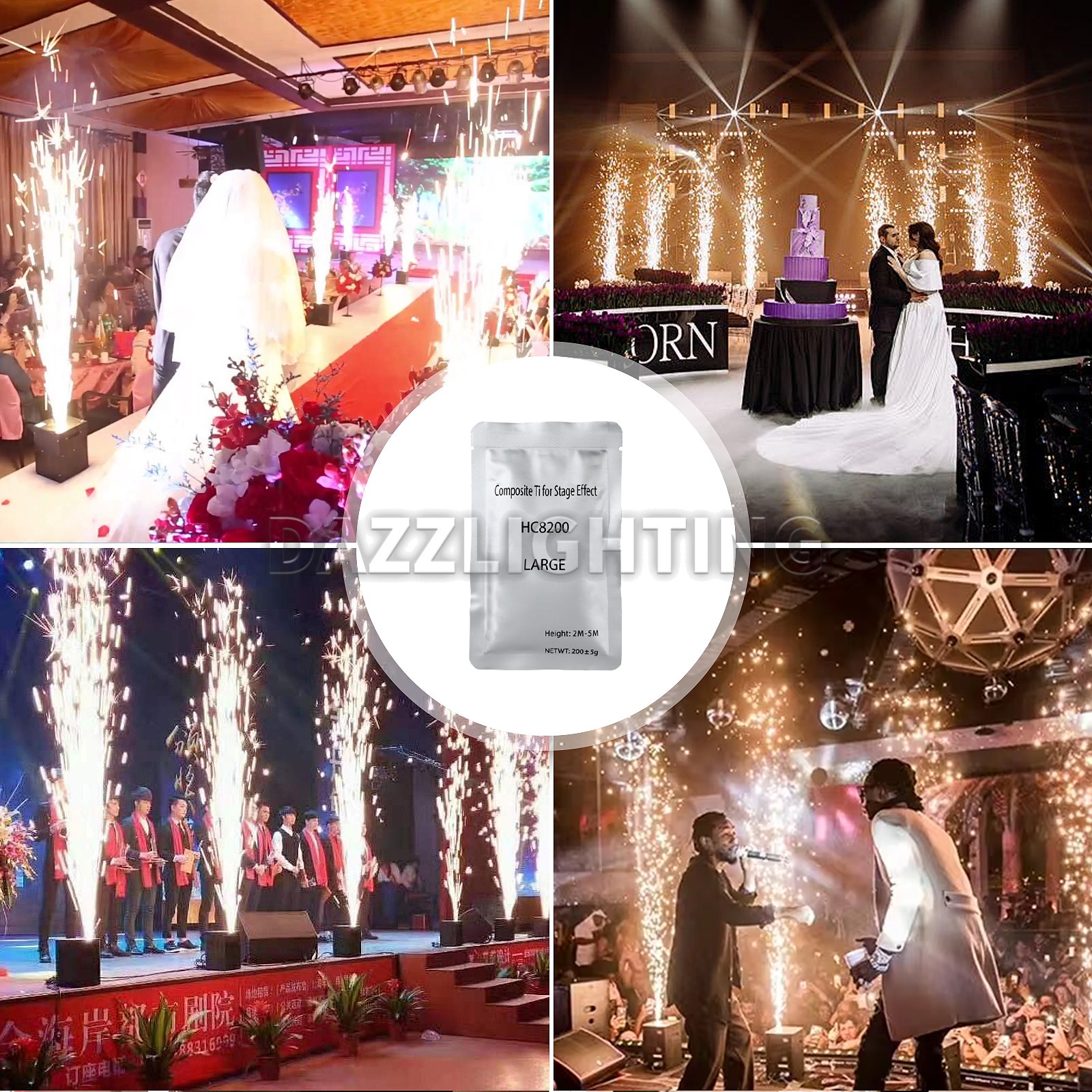 PAIDUN 10Bags Cold Spark Machine Powder 3-5M Range Stage Effect Safety Wedding