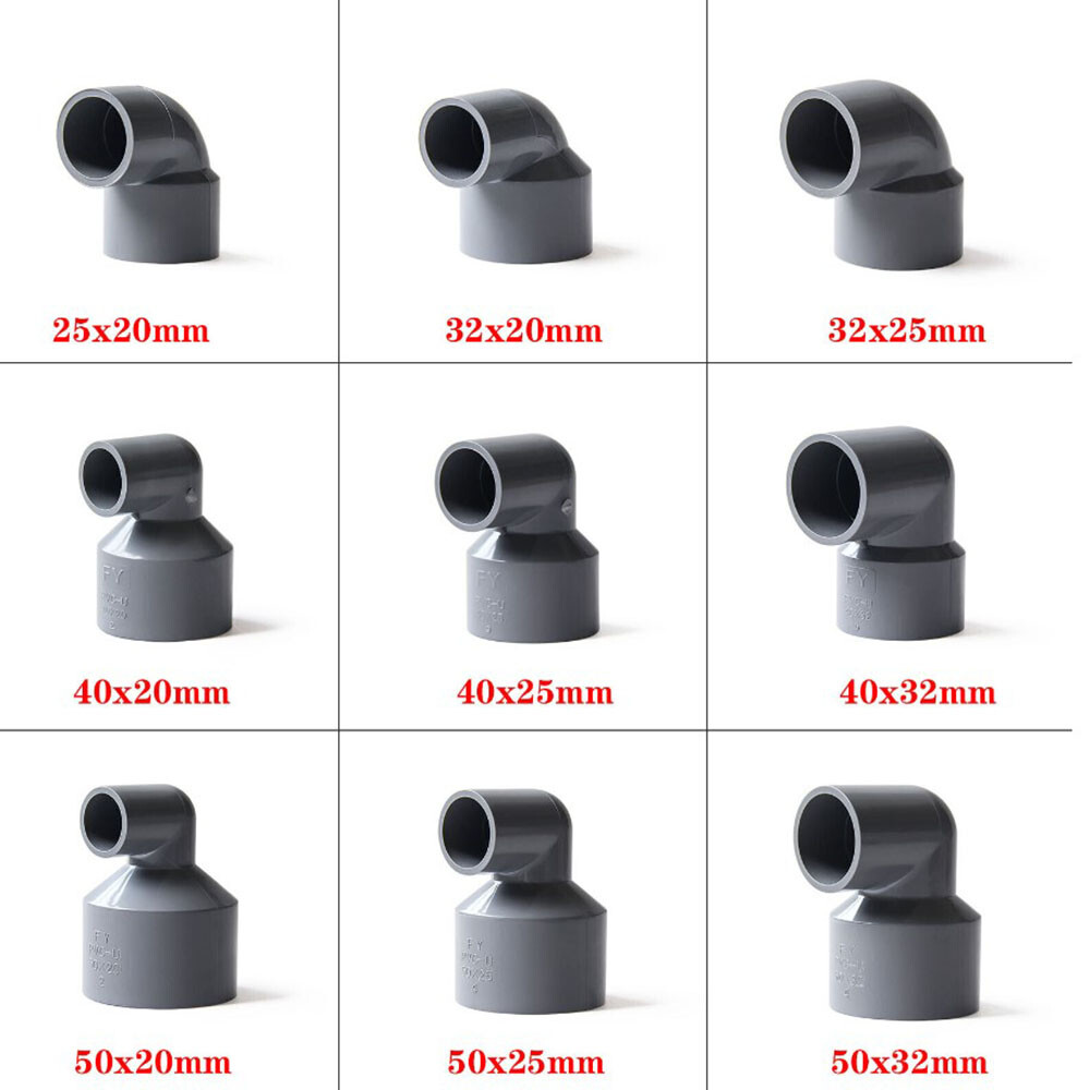 90 Degree Reducing PVC Water Elbow Connector Concentric Reduce Pipe 20mm-110mm