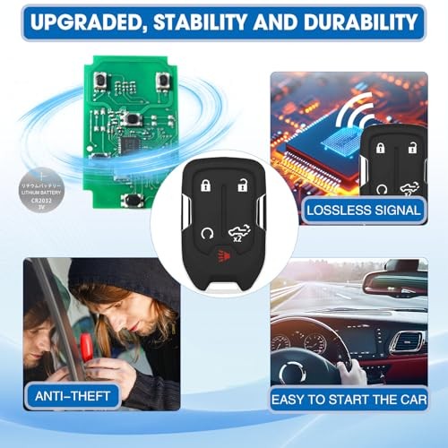 Keyless Entry Remote Control Key Fob Replacement 5 Button for Chevy Silverado