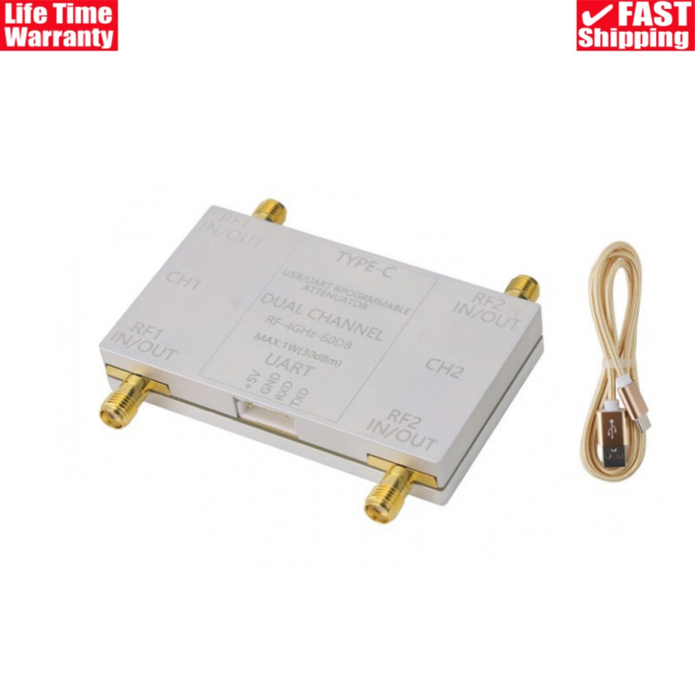 RF-4GHz-60DB Dual Channel Programmable RF Attenuator + Type-C Cable for PC