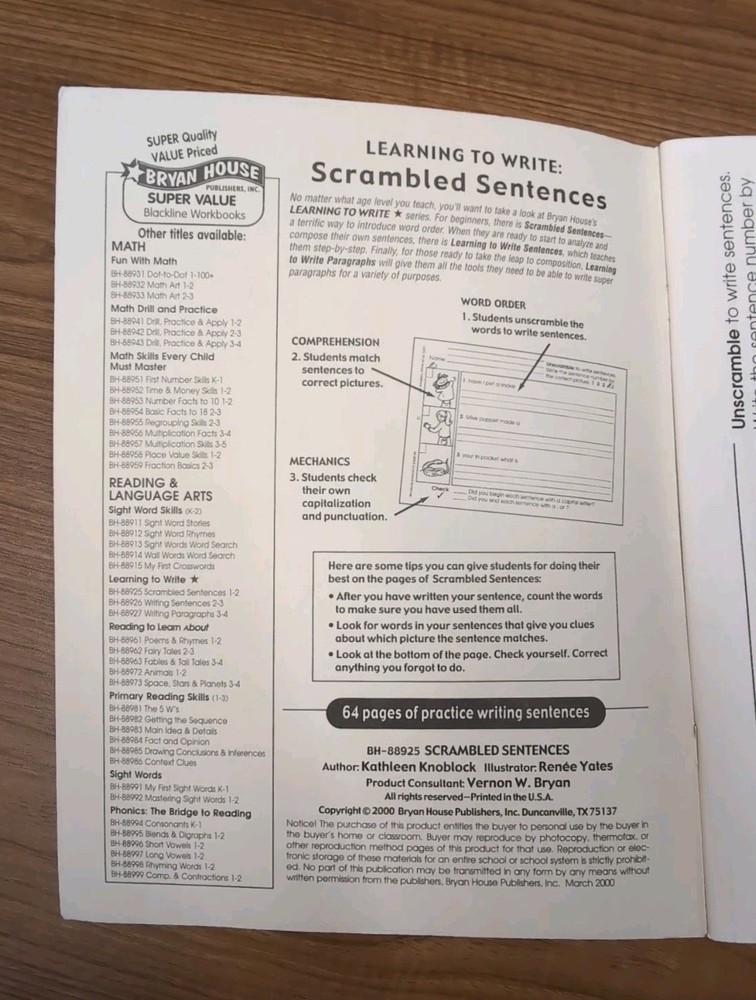 Scrambled Sentences Bryan House For Grades 1-2