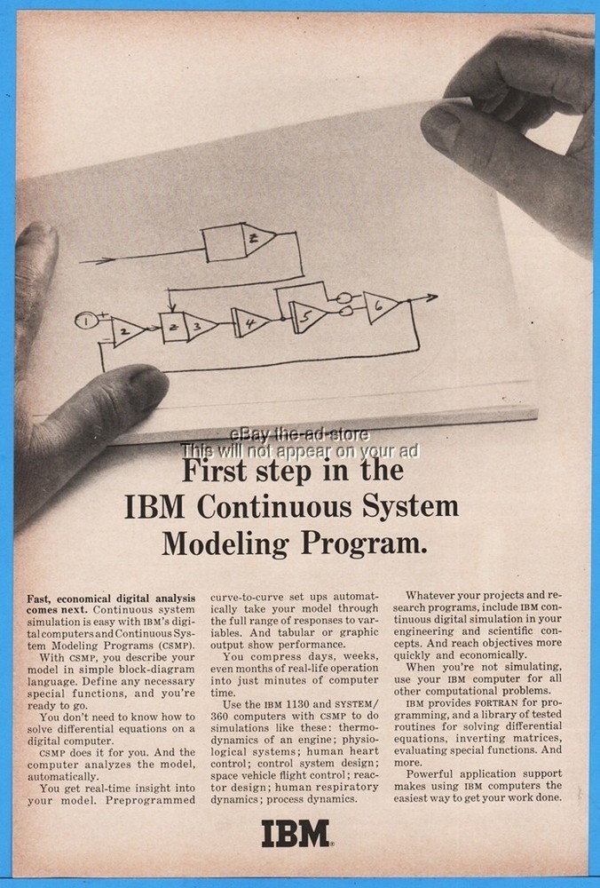 1966 IBM Continuous System Modelling Program CSMP 1130 Computer Software Ad