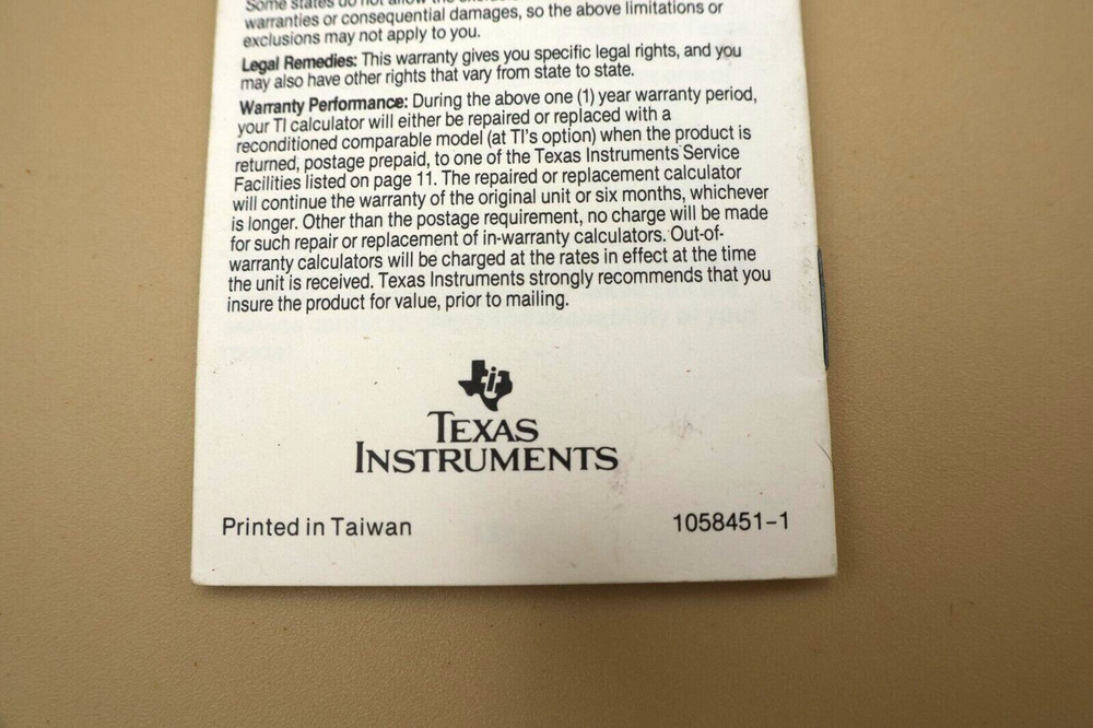 Texas Instruments TI-1795 Mini Calculator Manual/ quick Reference Guide- Dut's